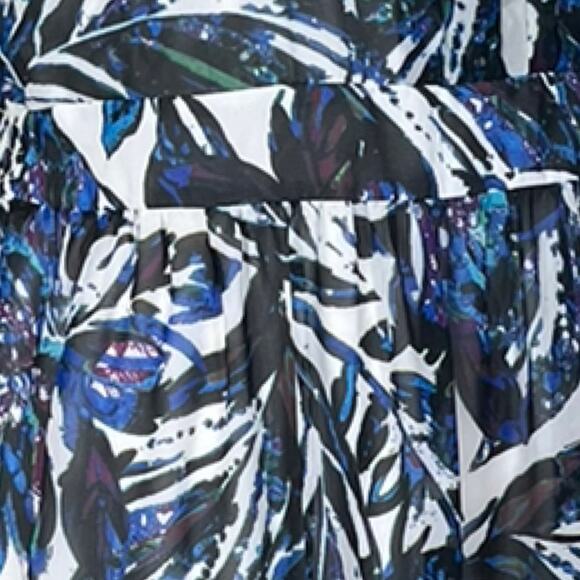 Jones Studio New Maxi Dress Halter Neck Pleated Chiffon Blue Multi Women’s 16W - Picture 9 of 12